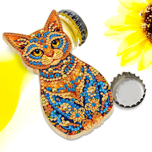 Load image into Gallery viewer, Wooden Cat Diamond Painting Bottle Opener Helper Rhinestones Bottle Opening Tool
