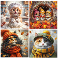 Load image into Gallery viewer, 4pcs Round Diamond Painting Set - Cat Series (40*40CM)
