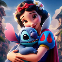 Load image into Gallery viewer, 4pcs Round Diamond Painting Set - Stitch And Disney Princesses (30*30CM)