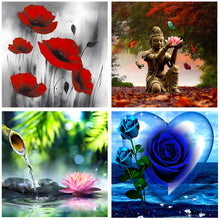 Load image into Gallery viewer, 4pcs Round Diamond Painting Set - Flower Zen (30*30CM)