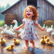 Load image into Gallery viewer, 2pcs Round Diamond Painting Set - Farm children (30*30CM)