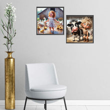 Load image into Gallery viewer, 2pcs Round Diamond Painting Set - Farm children (30*30CM)