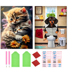 Load image into Gallery viewer, 2pcs Round Diamond Painting Set - Cat and puppy (30*40CM)