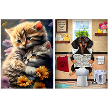 Load image into Gallery viewer, 2pcs Round Diamond Painting Set - Cat and puppy (30*40CM)