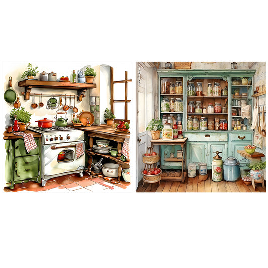 2pcs Round Diamond Painting Set - Warm cabinet (40*40CM)