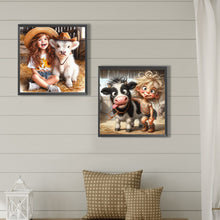 Load image into Gallery viewer, 2pcs Round Diamond Painting Set - Farm children (30*30CM)