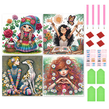Load image into Gallery viewer, 4pcs Partial Special Diamond Painting Set - Girl (30*30CM)