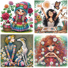 Load image into Gallery viewer, 4pcs Partial Special Diamond Painting Set - Girl (30*30CM)