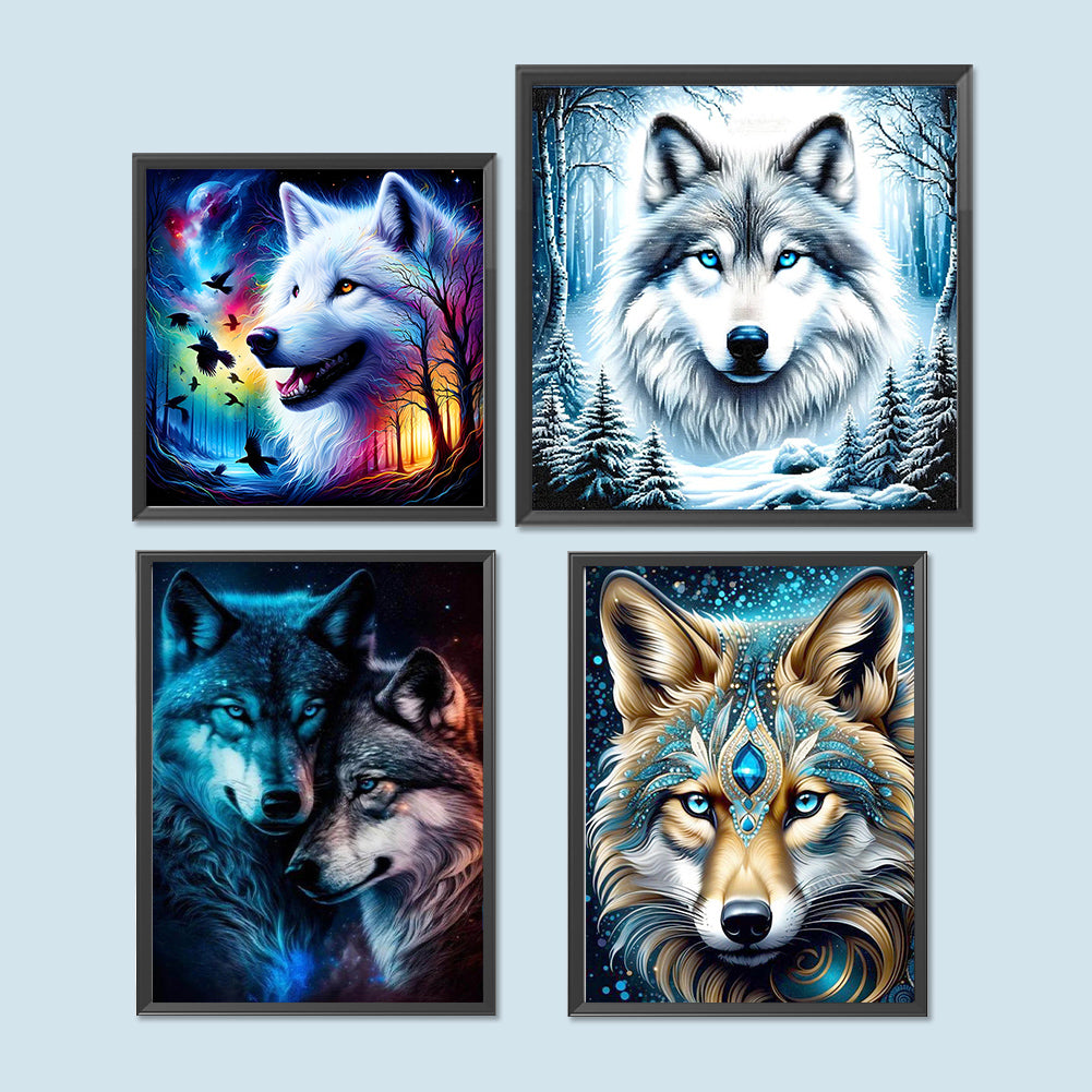 4pcs Round Diamond Painting Set - Wolf Series (30*40CM)