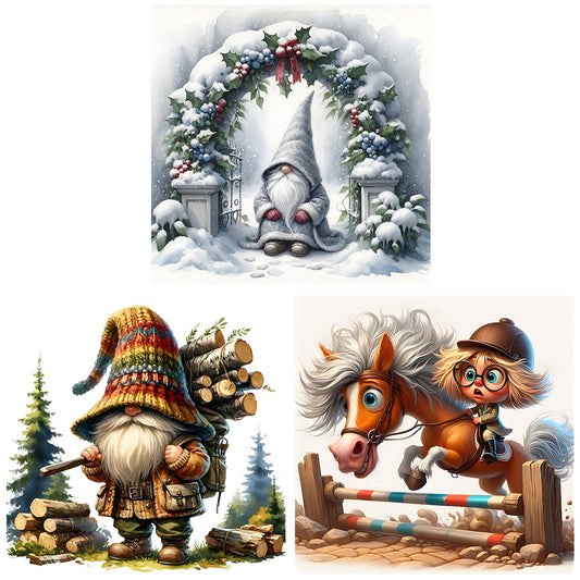 3pcs Round Diamond Painting Set - Cartoon Series (30*30CM)