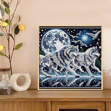 Load image into Gallery viewer, Diamond Painting - Partial Special Shaped - Moonlight wolf pack (30*30CM)