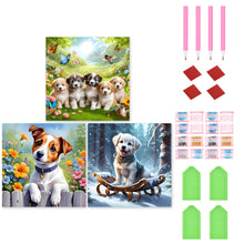 Load image into Gallery viewer, 3pcs Round Diamond Painting Set - Gouzi (30*30CM)