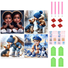 Load image into Gallery viewer, 4pcs Round Diamond Painting Set - boy (40*40CM)