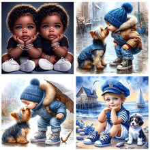 Load image into Gallery viewer, 4pcs Round Diamond Painting Set - boy (40*40CM)