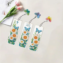 Load image into Gallery viewer, 3Pcs Special Shape Daisy Butterfly 5D DIY Diamond Painting Bookmark with Pendant