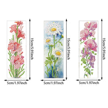 Load image into Gallery viewer, 3Pcs Special Shape Flowers 5D DIY Diamond Painting Bookmark with Pendants