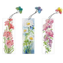 Load image into Gallery viewer, 3Pcs Special Shape Flowers 5D DIY Diamond Painting Bookmark with Pendants