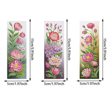 Load image into Gallery viewer, 3Pcs Special Shape Flowers 5D DIY Diamond Painting Bookmark with Pendants