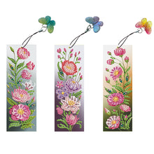 Load image into Gallery viewer, 3Pcs Special Shape Flowers 5D DIY Diamond Painting Bookmark with Pendants