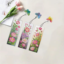 Load image into Gallery viewer, 3Pcs Special Shape Flowers 5D DIY Diamond Painting Bookmark with Pendants