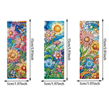 Load image into Gallery viewer, 3Pcs Special Shape Flowers 5D DIY Diamond Painting Bookmark with Pendants