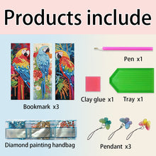 Load image into Gallery viewer, 3Pcs Special Shape Parrot 5D DIY Diamond Painting Bookmark with Pendants