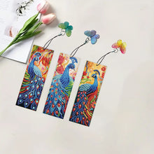 Load image into Gallery viewer, 3Pcs Special Shape Peacock 5D DIY Diamond Painting Bookmark with Pendants