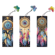 Load image into Gallery viewer, 3Pcs Special Shape Dream Catcher 5D DIY Diamond Painting Bookmark with Pendants