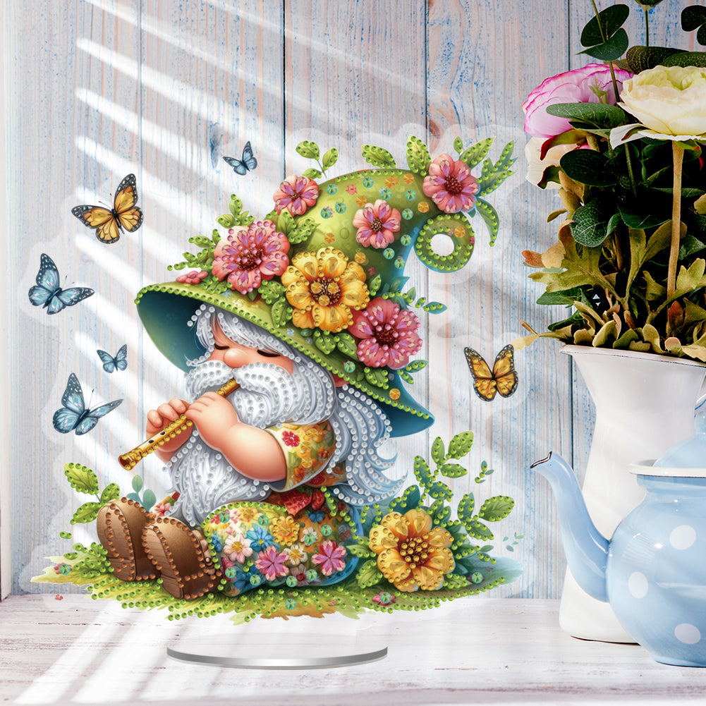 Acrylic Special Shape Flute Gnome 5D DIY Diamond Painting Desktop Ornaments