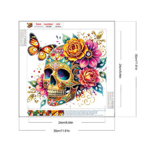 Load image into Gallery viewer, Diamond Painting - Partial Special Shaped - flower butterfly skull (30*30CM)
