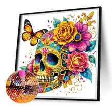Load image into Gallery viewer, Diamond Painting - Partial Special Shaped - flower butterfly skull (30*30CM)
