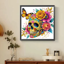 Load image into Gallery viewer, Diamond Painting - Partial Special Shaped - flower butterfly skull (30*30CM)