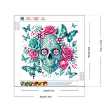 Load image into Gallery viewer, Diamond Painting - Partial Special Shaped - flower butterfly skull (30*30CM)