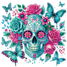 Load image into Gallery viewer, Diamond Painting - Partial Special Shaped - flower butterfly skull (30*30CM)