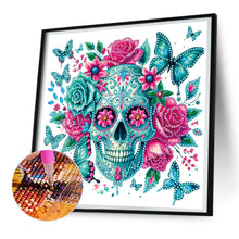 Load image into Gallery viewer, Diamond Painting - Partial Special Shaped - flower butterfly skull (30*30CM)