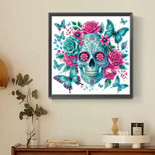 Load image into Gallery viewer, Diamond Painting - Partial Special Shaped - flower butterfly skull (30*30CM)