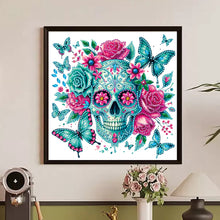 Load image into Gallery viewer, Diamond Painting - Partial Special Shaped - flower butterfly skull (30*30CM)