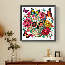 Load image into Gallery viewer, Diamond Painting - Partial Special Shaped - flower butterfly skull (30*30CM)