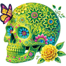 Load image into Gallery viewer, Diamond Painting - Partial Special Shaped - flower butterfly skull (30*30CM)