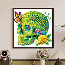 Load image into Gallery viewer, Diamond Painting - Partial Special Shaped - flower butterfly skull (30*30CM)