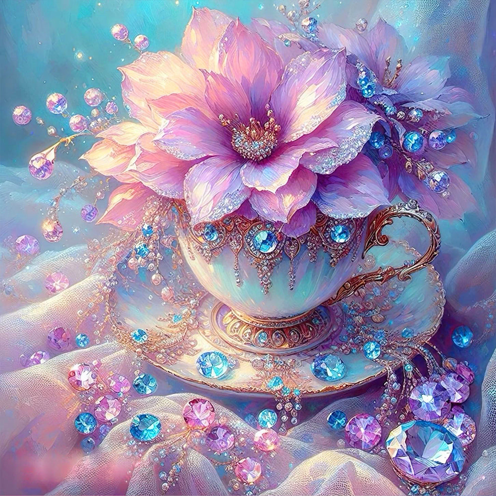 Diamond Painting - Full Round - Crystal porcelain cup flower (40*40CM)