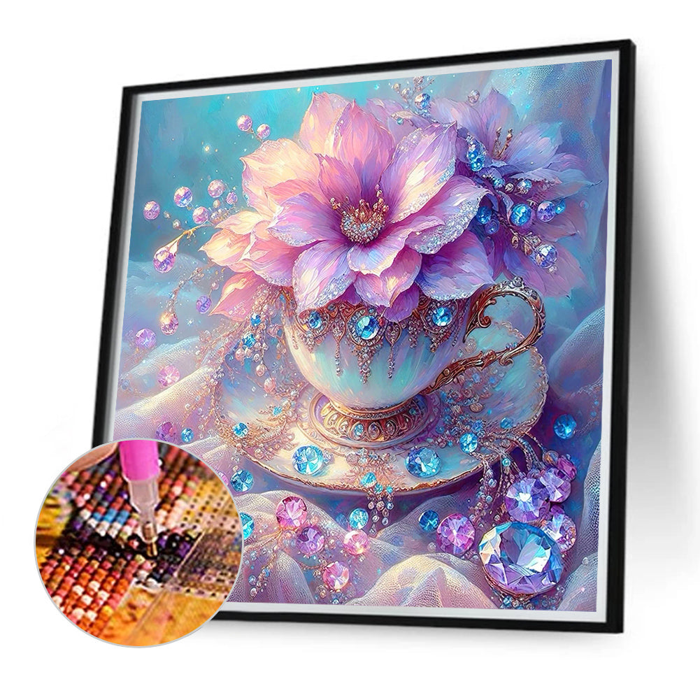 Diamond Painting - Full Round - Crystal porcelain cup flower (40*40CM)