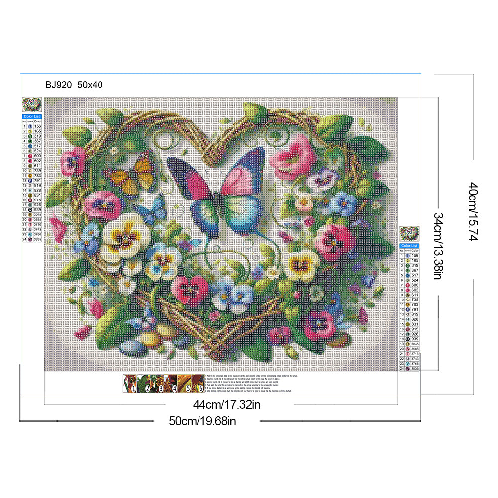 Diamond Painting - Full Round - Love wreath butterfly (50*40CM)