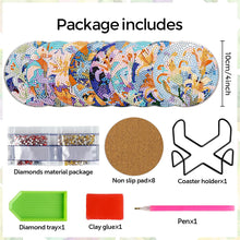 Load image into Gallery viewer, 8Pcs Wooden Butterfly DIY Coaster Diamond Dot Kits Round Diamond Art Coasters