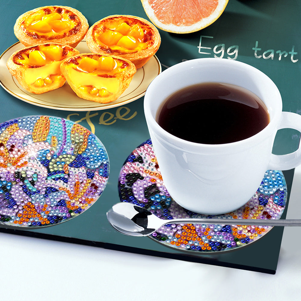 8Pcs Wooden Butterfly DIY Coaster Diamond Dot Kits Round Diamond Art Coasters