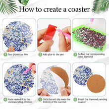Load image into Gallery viewer, 8Pcs Wooden Butterfly DIY Coaster Diamond Dot Kits Round Diamond Art Coasters