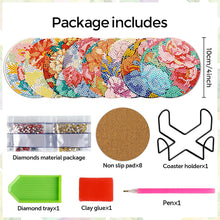 Load image into Gallery viewer, 8Pcs Wooden Butterfly DIY Coaster Diamond Dot Kits Round Diamond Art Coasters