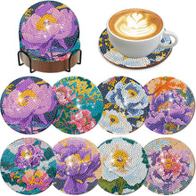 Load image into Gallery viewer, 8Pcs Wooden Butterfly DIY Coaster Diamond Dot Kits Round Diamond Art Coasters