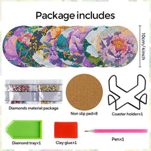 Load image into Gallery viewer, 8Pcs Wooden Butterfly DIY Coaster Diamond Dot Kits Round Diamond Art Coasters