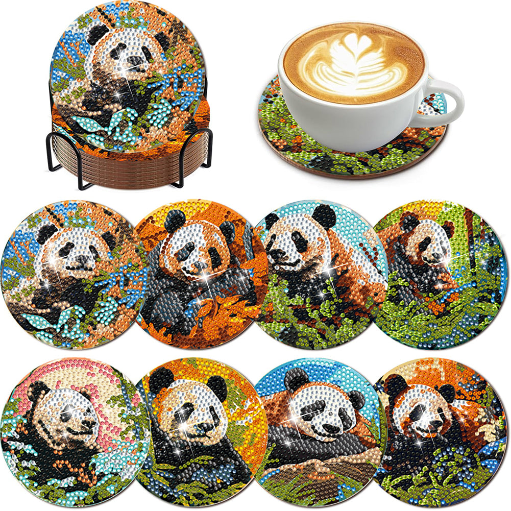 8Pcs Wooden Butterfly DIY Coaster Diamond Dot Kits Round Diamond Art Coasters